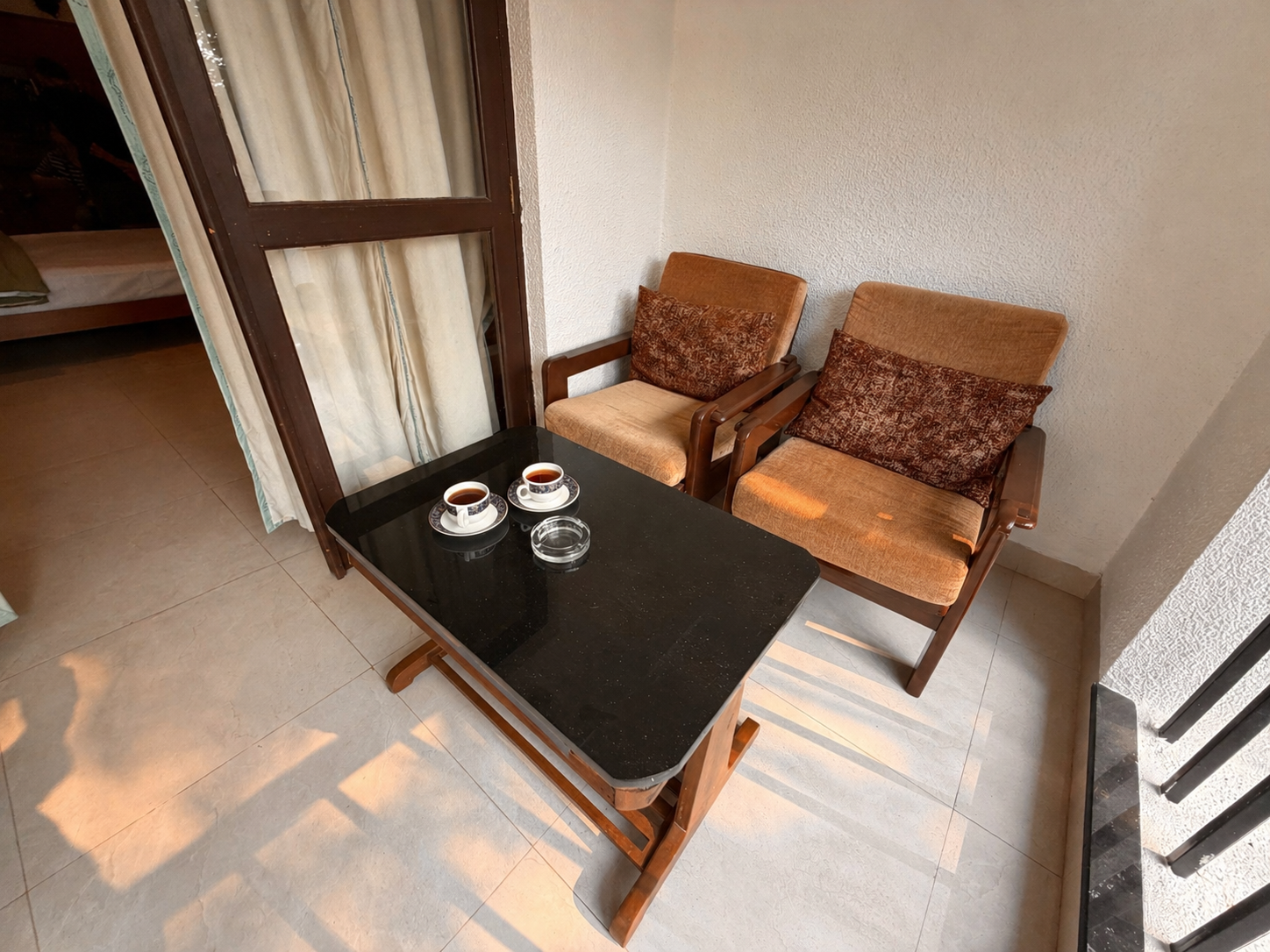 Private balcony with chairs
