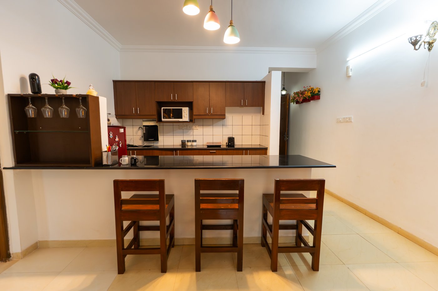Modern kitchen with bar stools